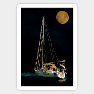 Anchored Under A Full Moon Sticker